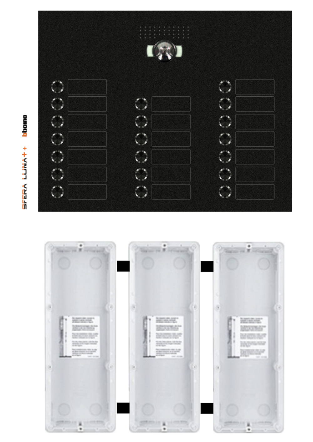 Platine de rue SFERA LUNA+ pour 17 -> 26  boutons de sonnette pour vidéo-parlophonie Bticino