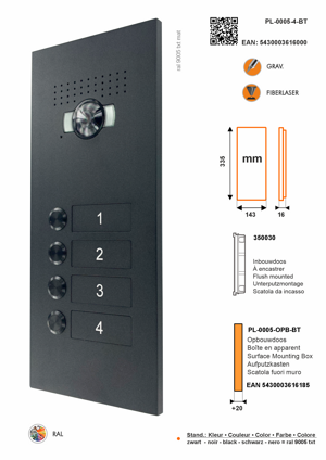 SFERA LUNA+4 Call Buttons Videophone High-End Entry Panel Bticino