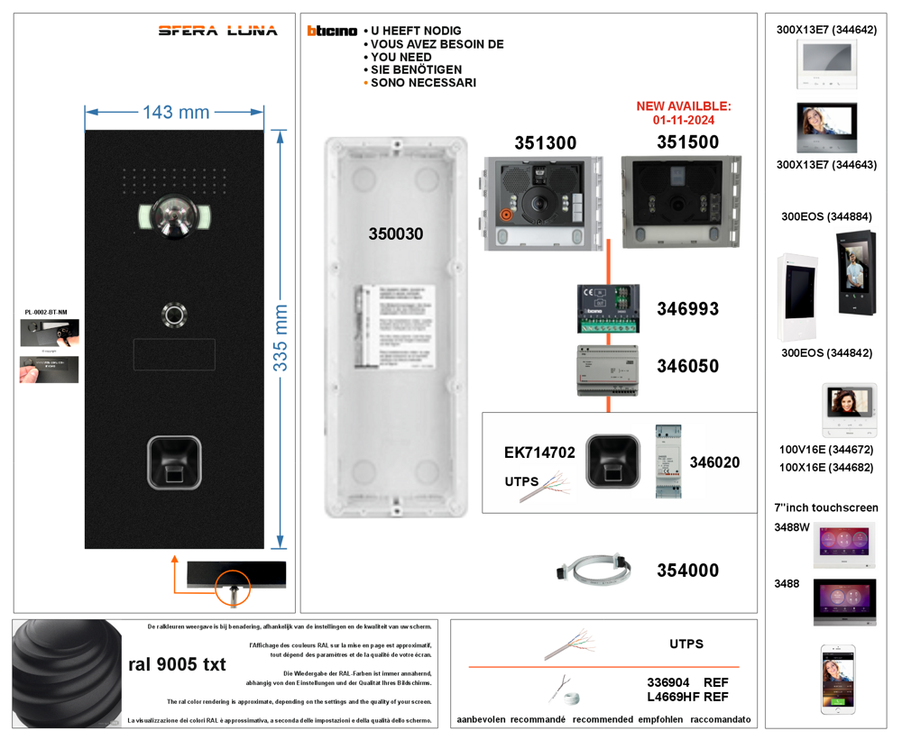 SFERA LUNA + EKEY S-LINE  Fingerprint Reader Video entry panel High-End Bticino