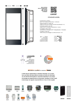 LUNA 5000 PREMIUM video front panel + base for module 345000 Bticino