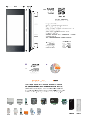 LUNA 5000 high-end video front panel + base for module 345000 Bticino