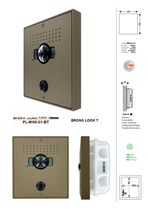 Pulsantiera videocitofono di alta gamma SFERA LUNA MINI 01 di Bticino