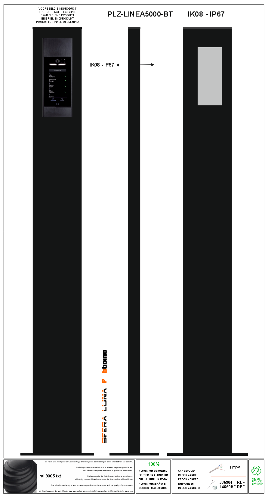 COLONNE VIDÉOPHONE pour BTCINO LINEA 5000 